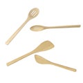 Wooden kitchen spatulas and spoons isolated